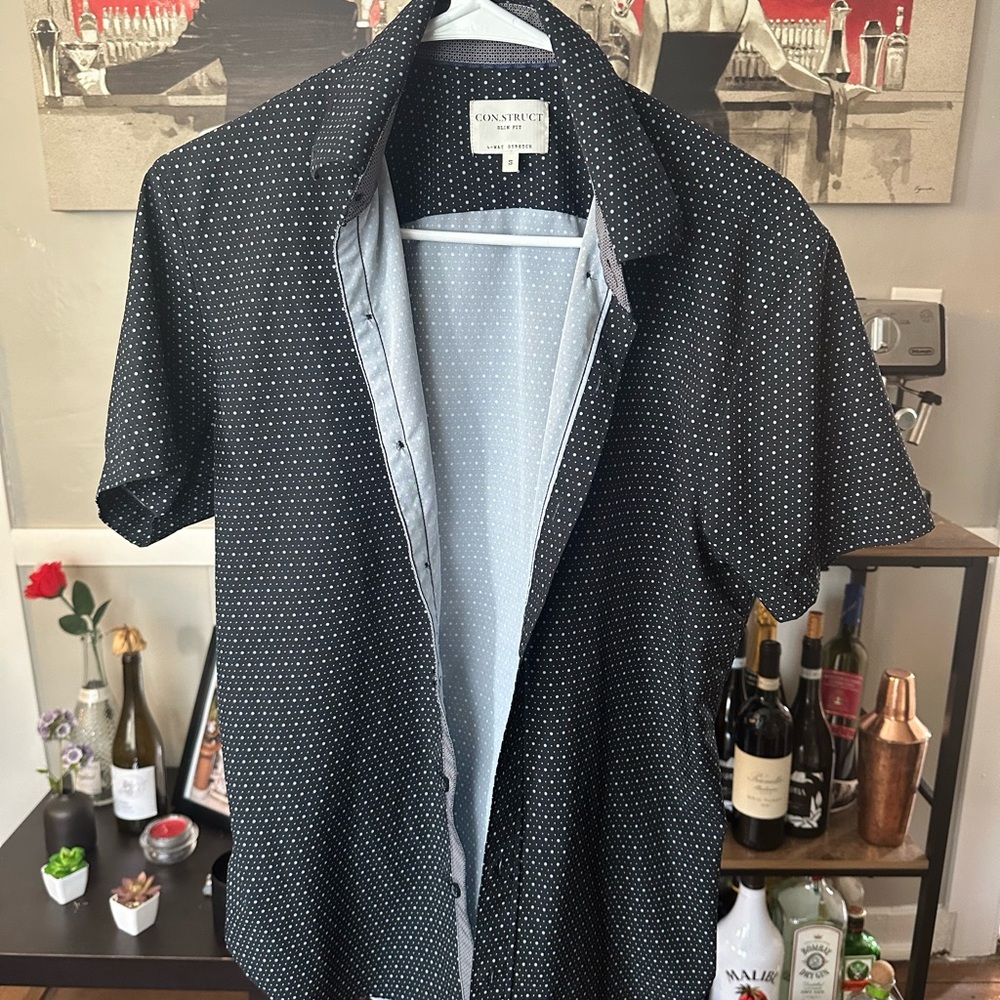 Men's Black Short Sleeve Casual Shirt